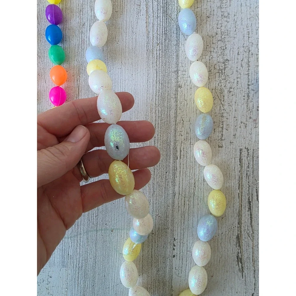 Vintage glitter rainbow Easter jelly eggs Garland blow mold spring tree decor